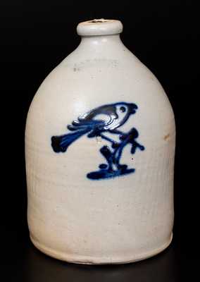 J. & E. NORTON / BENNINGTON, VT Stoneware Jug w/ Bold Bird on Stump Decoration