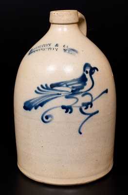 1 Gal. J. NORTON & CO. / BENNINGTON, VT Stoneware Jug with Bird Decoration