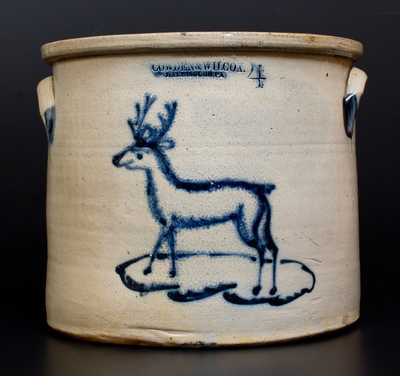 Extremely Rare COWDEN & WILCOX / HARRISBURG, PA Stoneware Deer Crock