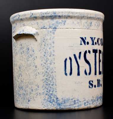 Rare Spongeware Crock with OYSTERS Advertising
