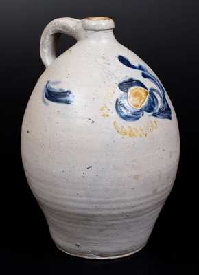Unusual Midwestern Stoneware Jug w/ Incised Decoration Filled with Two-Color Slip