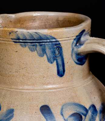 Rare Stoneware Pitcher w/ Floral Decoration, Baltimore, c1860