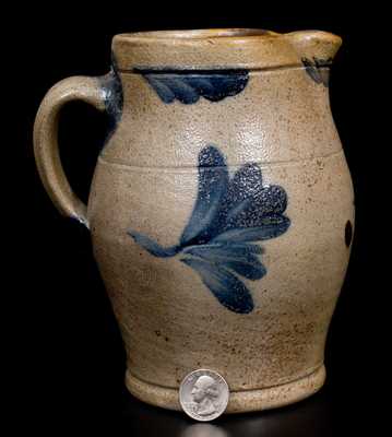 1/4 Gal. Stoneware Pitcher w/ Leaf Decoration, Richard Remmey, Philadelphia, c1885