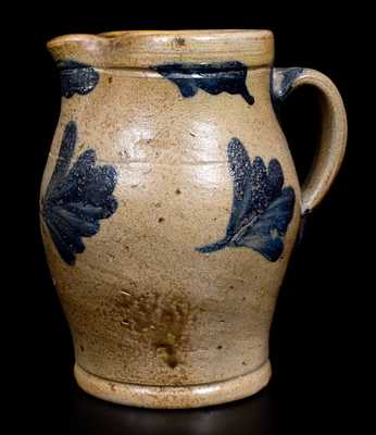 1/4 Gal. Stoneware Pitcher w/ Leaf Decoration, Richard Remmey, Philadelphia, c1885