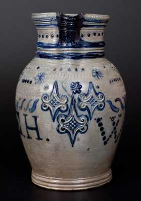 Important E.H. Wood / 1840 Stoneware Pitcher, Ezekiel H. Wood, Maysville, KY