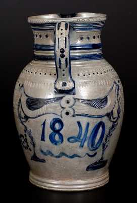 Extremely Rare and Important Maysville, KY Stoneware Pitcher, Ezekiel Henry Wood, 1840