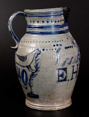 Extremely Rare and Important Maysville, KY Stoneware Pitcher, Ezekiel Henry Wood, 1840