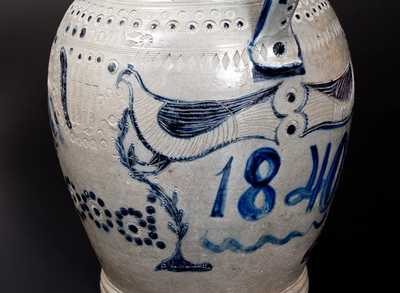 Extremely Rare and Important Maysville, KY Stoneware Pitcher, Ezekiel Henry Wood, 1840