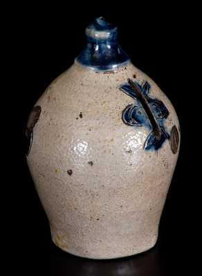 Extremely Rare Manhattan Stoneware Bank w/ Incised Drape and Floral Decoration