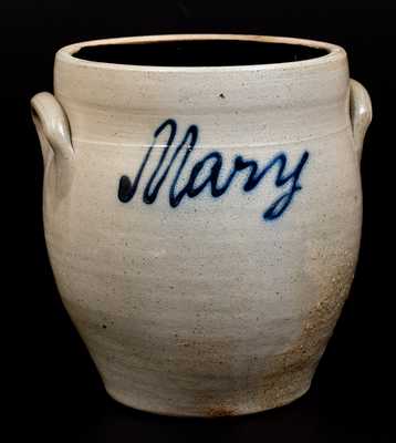 Scarce Stoneware Jar Inscribed "Mary," probably J.M. Pruden, Elizabethtown, NJ