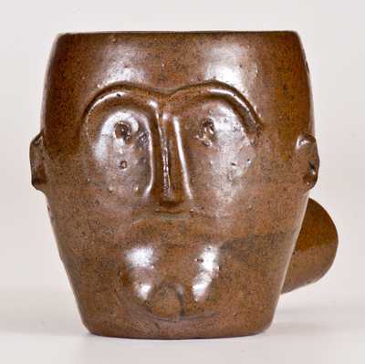 Very Rare Stoneware Face Pipe Inscribed 