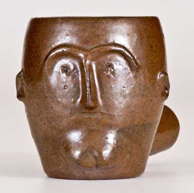 Very Rare Stoneware Face Pipe Inscribed