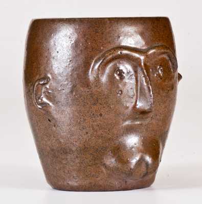 Very Rare Stoneware Face Pipe Inscribed 