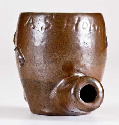 Very Rare Stoneware Face Pipe Inscribed 