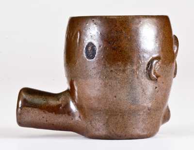 Very Rare Stoneware Face Pipe Inscribed