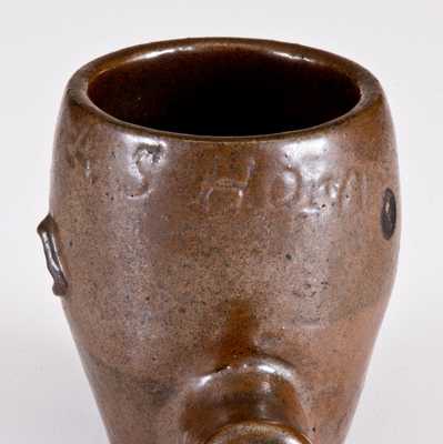 Very Rare Stoneware Face Pipe Inscribed