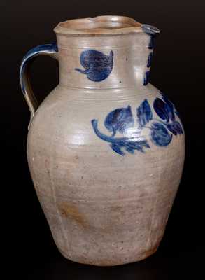 Rare John P. Schermerhorn 3 Gal. Stoneware Pitcher w/ Profuse Cobalt Decoration