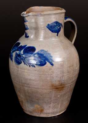 Rare John P. Schermerhorn 3 Gal. Stoneware Pitcher w/ Profuse Cobalt Decoration