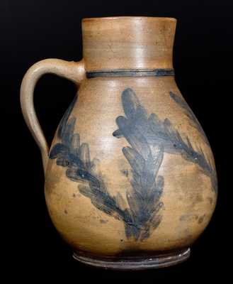 Unusual Stoneware Pitcher w/ Profuse Decoration, probably Macquoid or Lehman, New York, NY