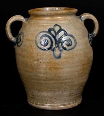 Scarce 18th Century Stoneware Jar w/ Watch Spring Decoration, Manhattan, NY or Cheesequake, NJ