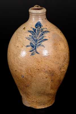 Rare and Fine Manhattan, NY Stoneware Jug w/ Incised Foliate Decoration,  late 18th century