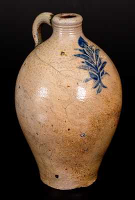 Rare and Fine Manhattan, NY Stoneware Jug w/ Incised Foliate Decoration,  late 18th century