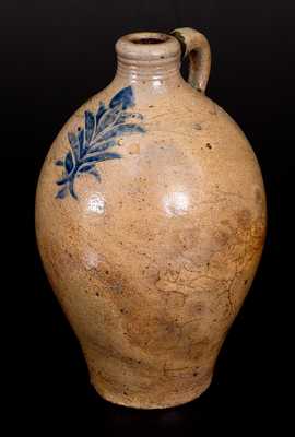 Rare and Fine Manhattan, NY Stoneware Jug w/ Incised Foliate Decoration,  late 18th century