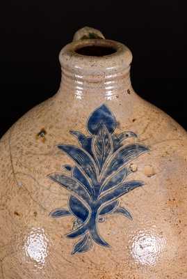 Rare and Fine Manhattan, NY Stoneware Jug w/ Incised Foliate Decoration,  late 18th century