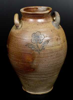 Stoneware Jar w/ Impressed Floral Motif, attrib. Jonathan Fenton, Boston, MA, late 18th century