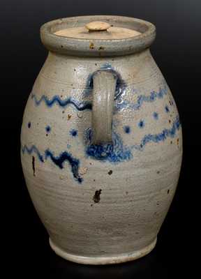 Rare Vertical-Handled Stoneware Jar w/ Slip-Trailed Decoration, 18th century
