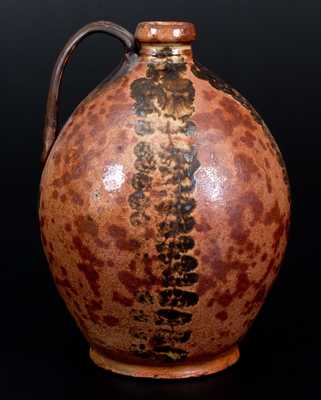 Rare and Fine Glazed Maine Redware Jug
