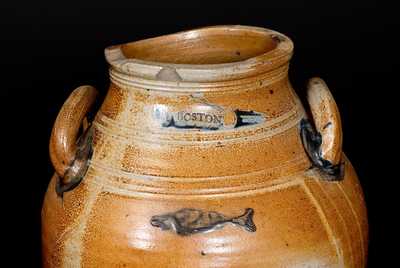 Scarce BOSTON Stoneware Jar with Impressed Fish Motif, late 18th century