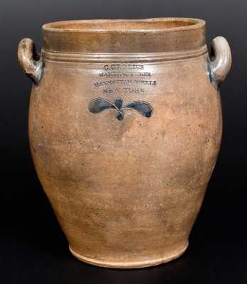 C. CROLIUS / MANHATTAN-WELLS / NEW-YORK Stoneware Jar w/ Incised, Impressed Decorations