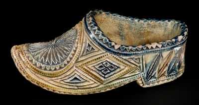 Elaborate Antique Stoneware Shoe