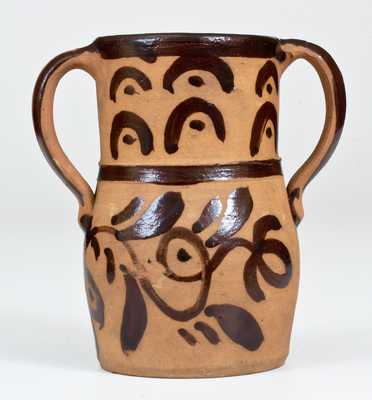 Rare Open-Handled Tanware Vase, New Geneva or Greensboro, PA origin, circa 1885