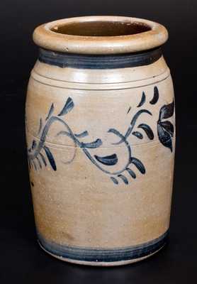 Rare COOPER & POWER / MAYSVILLE . KY Stoneware Jar w/ Cobalt Floral Decoration