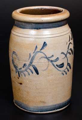 Rare COOPER & POWER / MAYSVILLE . KY Stoneware Jar w/ Cobalt Floral Decoration