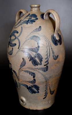 Monumental 12 Gal. Western PA Stoneware Water Cooler w/ Elaborate Floral Decoration
