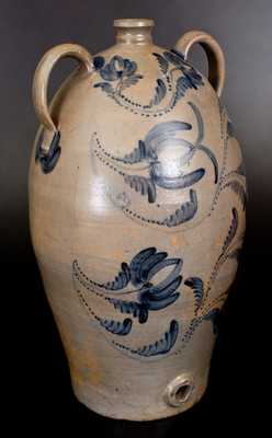 Monumental 12 Gal. Western PA Stoneware Water Cooler w/ Elaborate Floral Decoration