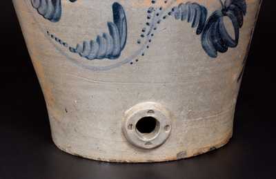 Monumental 12 Gal. Western PA Stoneware Water Cooler w/ Elaborate Floral Decoration