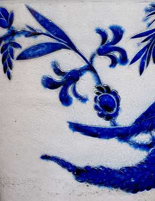 Extremely Important Stoneware Flowerpot w/ Elaborate Incised Birds, att. Morgan, Baltimore, 1820 s