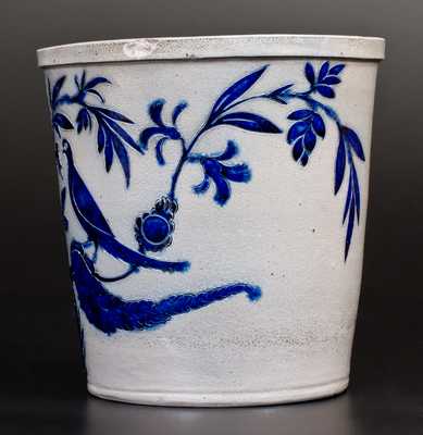 Extremely Important Stoneware Flowerpot w/ Elaborate Incised Birds, att. Morgan, Baltimore, 1820 s