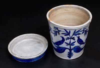 Extremely Important Stoneware Flowerpot w/ Elaborate Incised Birds, att. Morgan, Baltimore, 1820 s