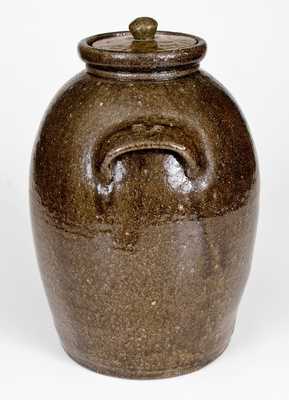Rare D. S., Daniel Seagle, Vale, NC Alkaline-Glazed Stoneware Lidded Jar, c1840