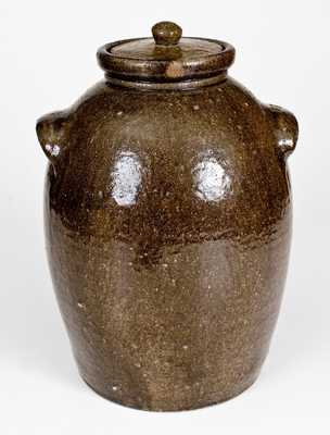 Rare D. S., Daniel Seagle, Vale, NC Alkaline-Glazed Stoneware Lidded Jar, c1840