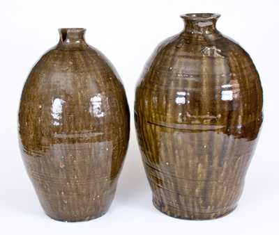 Lot of Two: Alkaline-Glazed Stoneware Jugs, probably Lincoln County, NC