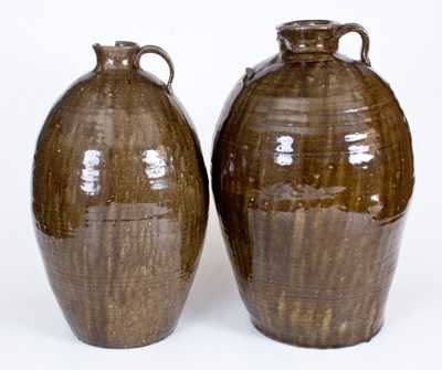 Lot of Two: Alkaline-Glazed Stoneware Jugs, probably Lincoln County, NC