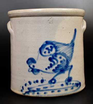 4 Gal. Stoneware Crock with Chicken Pecking Corn Decoration