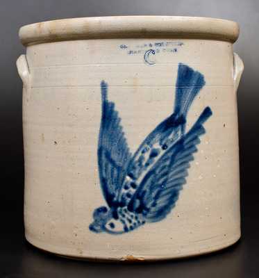 6 Gal. SEYMOUR & BOSWORTH / HARTFORD, CONN. Stoneware Flying Bird Crock