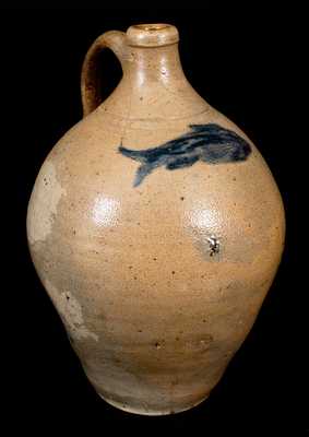 Stoneware Jug w/ Impressed Fish Decoration att. Jonathan Fenton, Boston, MA